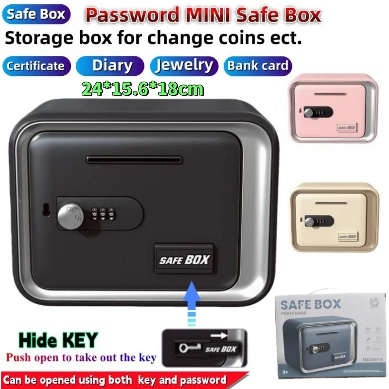 24x18x15cm Safe Box with Key L - Card Index Box recension och pris